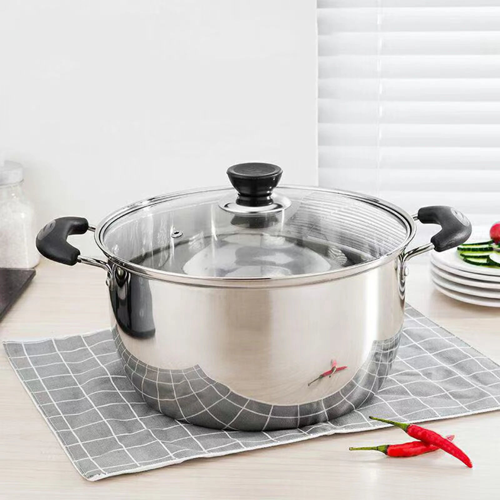 Stainless Steel Soup Pot Universal Compatible Cookware Saucepan Large Capacity Stock Pot for Kitchen Outdoor camping Cookware