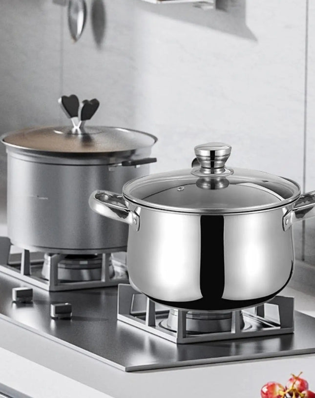 Stainless Steel Soup Pot Universal Compatible Cookware Saucepan Large Capacity Stock Pot for Kitchen Outdoor camping Cookware