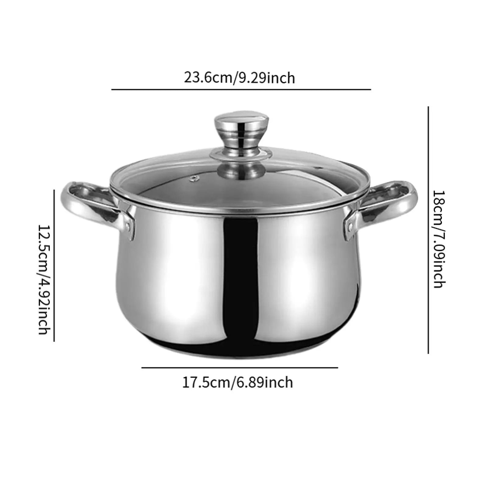 Stainless Steel Soup Pot Universal Compatible Cookware Saucepan Large Capacity Stock Pot for Kitchen Outdoor camping Cookware