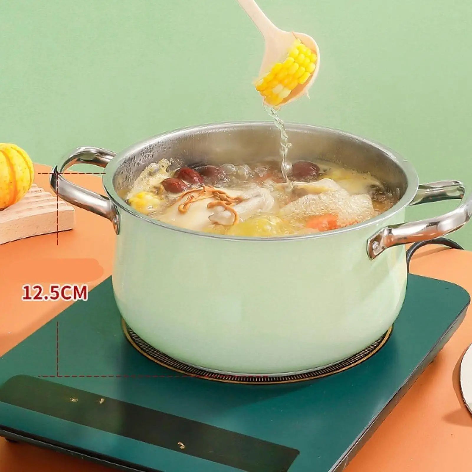 Stainless Steel Soup Pot Universal Compatible Cookware Saucepan Large Capacity Stock Pot for Kitchen Outdoor camping Cookware