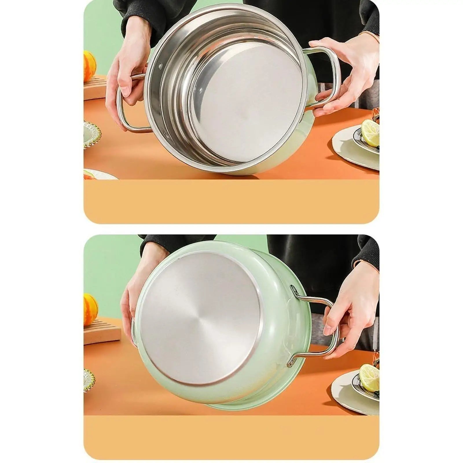 Stainless Steel Soup Pot Universal Compatible Cookware Saucepan Large Capacity Stock Pot for Kitchen Outdoor camping Cookware