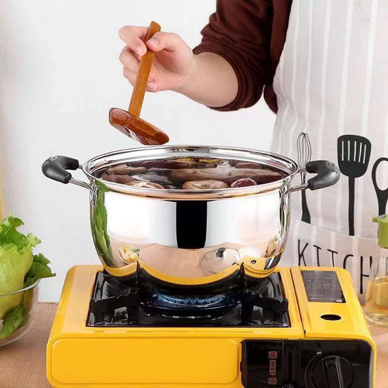 Stainless Steel Soup Pot Universal Compatible Cookware Saucepan Large Capacity Stock Pot for Kitchen Outdoor camping Cookware