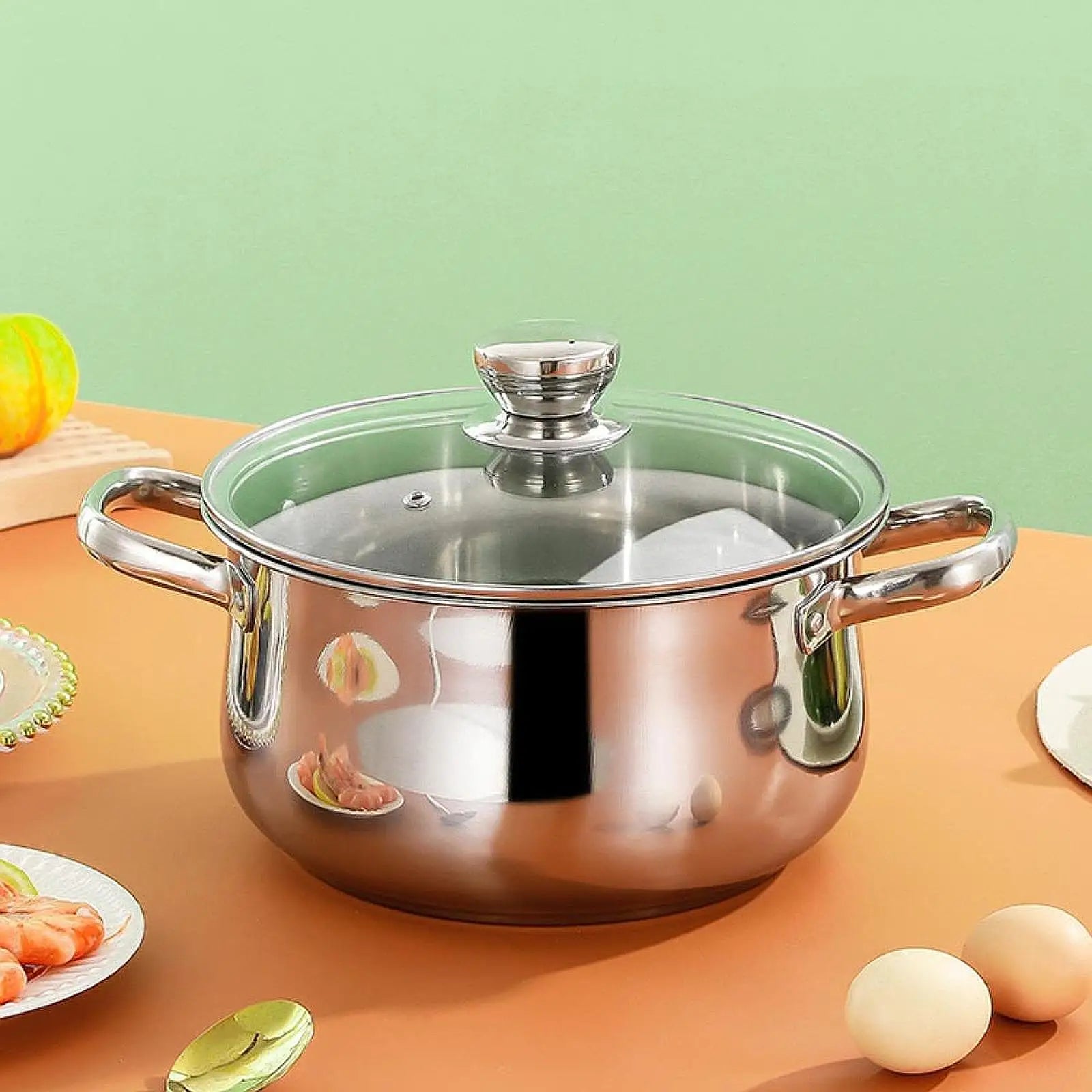 Stainless Steel Soup Pot Universal Compatible Cookware Saucepan Large Capacity Stock Pot for Kitchen Outdoor camping Cookware