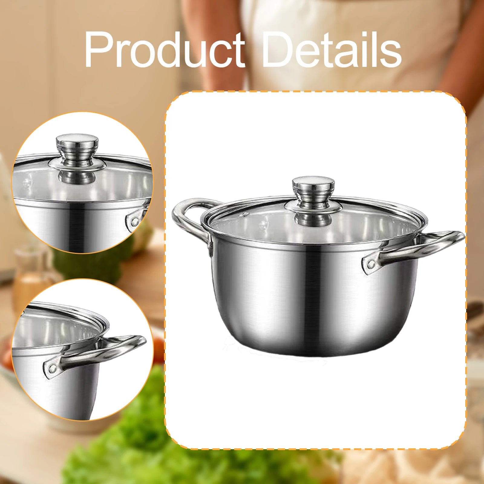 Stainless Steel Soup Pot Universal Compatible Cookware Saucepan Large Capacity Stock Pot for Kitchen Outdoor camping Cookware