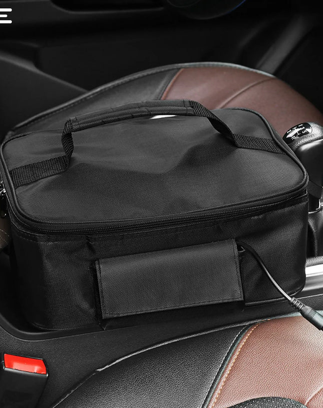 Portable Mini Car Microwave 12V Electric Heated Lunch Box Oven Fast Heating Picnic Box for Travel Camping Food Cooking Black