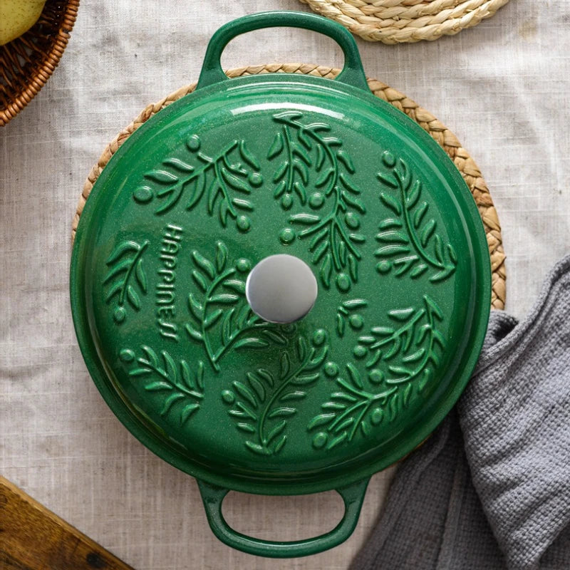 5QT Enameled Cast Iron Dutch Oven Induction-Safe Nonstick Braising Stew Pot with Lid Multi-Use Soup Cooking Casserole