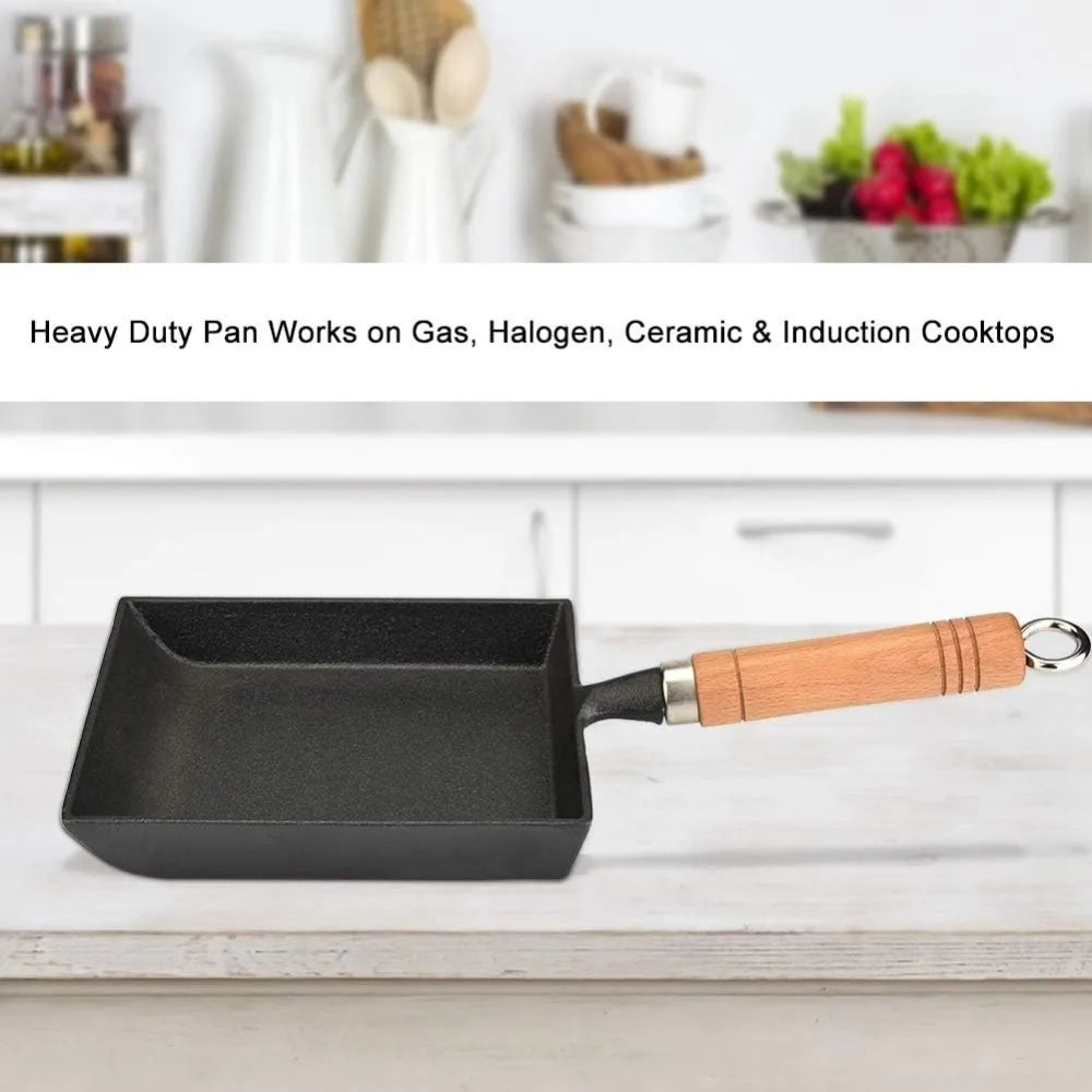 Cast Iron Tamagoyaki Pan Square Frying Pan Durable Reusable Egg Omelet Pan for Frying Eggs Pancakes Household Cooking Tools