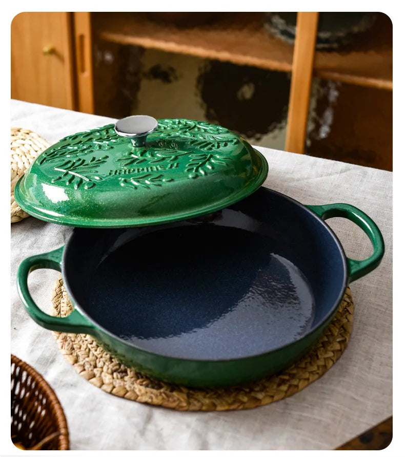 5QT Enameled Cast Iron Dutch Oven Induction-Safe Nonstick Braising Stew Pot with Lid Multi-Use Soup Cooking Casserole
