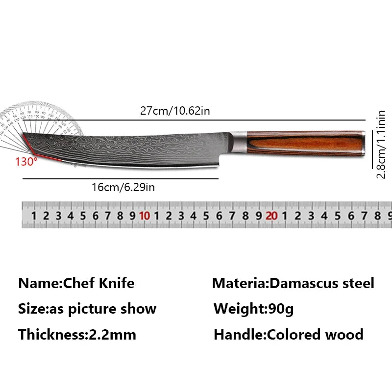 Damascus Steel Kitchen Cleaver Chef Knife Boning Slicing Knife Butcher Knife Meat Fish Sushi knife Professional Cooking Cutter