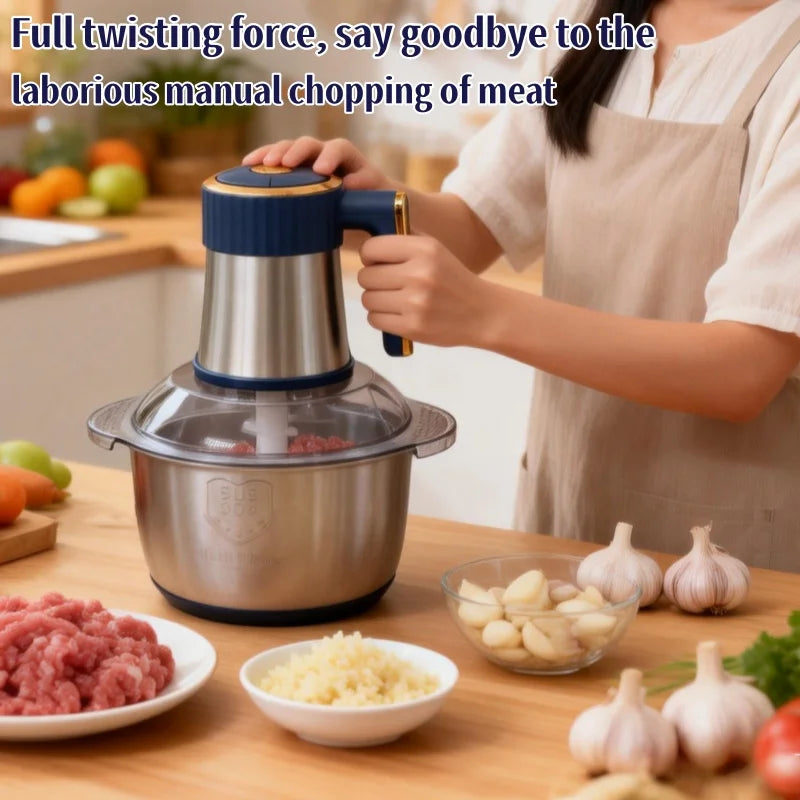 Electric Meat Grinder 5L Food Crusher Stainless Steel Multi-Function Vegetable Slicer Food Processor for Kitchen Cooking Mincer