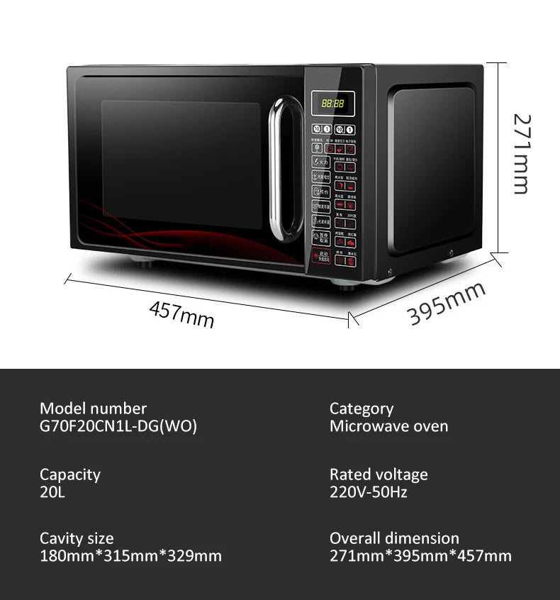 20L Flat Heating Microwave Oven Household Fully Automatic Steam and Bake All-in-one Microwave Oven