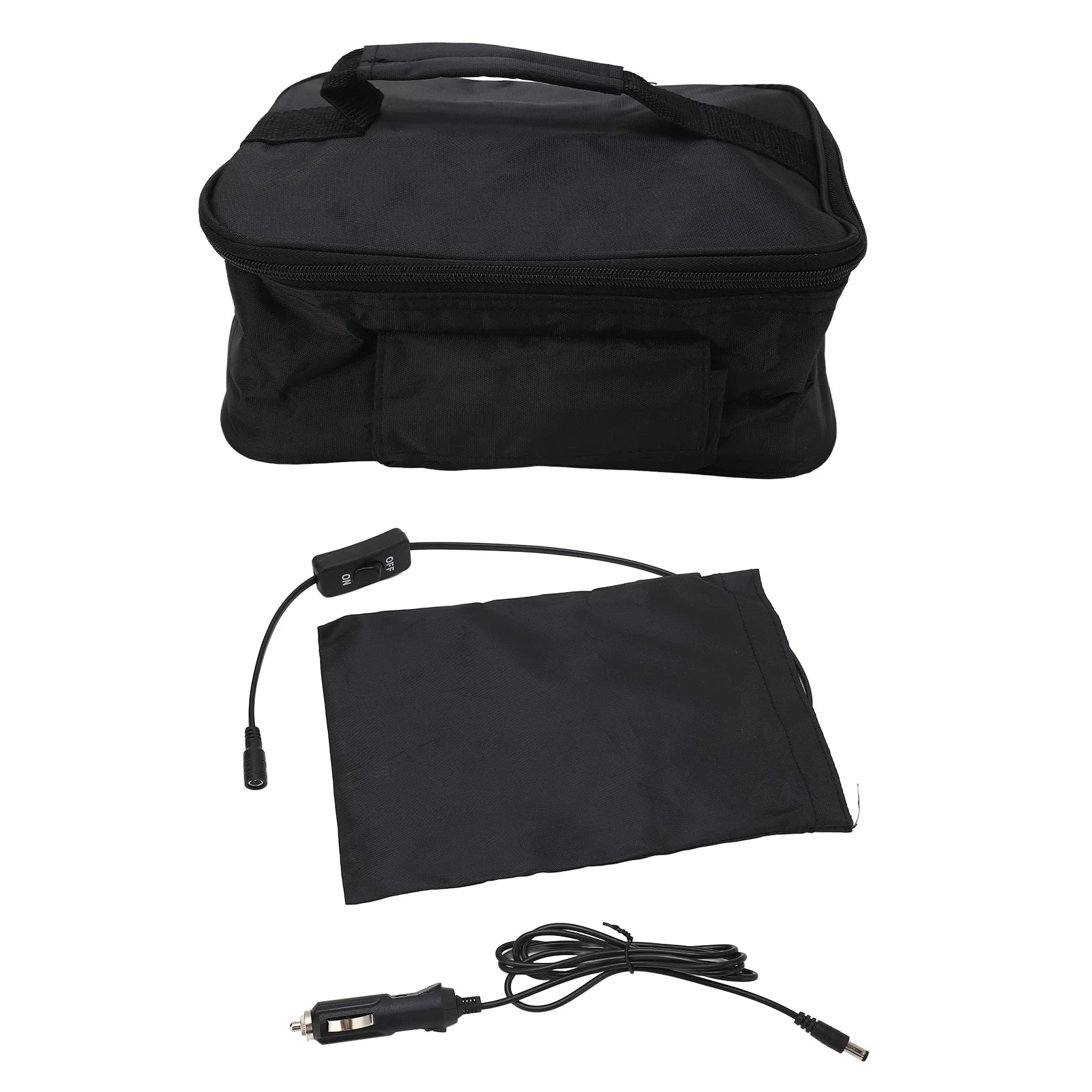 Portable Mini Car Microwave 12V Electric Heated Lunch Box Oven Fast Heating Picnic Box for Travel Camping Food Cooking Black