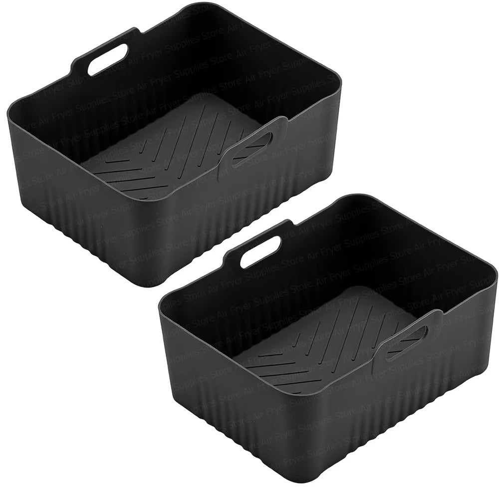 Silicone Air Fryer Liners for Ninja Foodi AF451 AF400 SL400 Reusable Baking Trays for Dual Zone 8.5-9.5L Airfryer Accessories