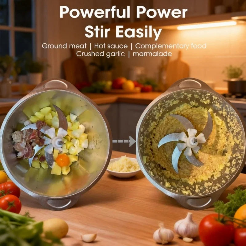 Electric Meat Grinder 5L Food Crusher Stainless Steel Multi-Function Vegetable Slicer Food Processor for Kitchen Cooking Mincer