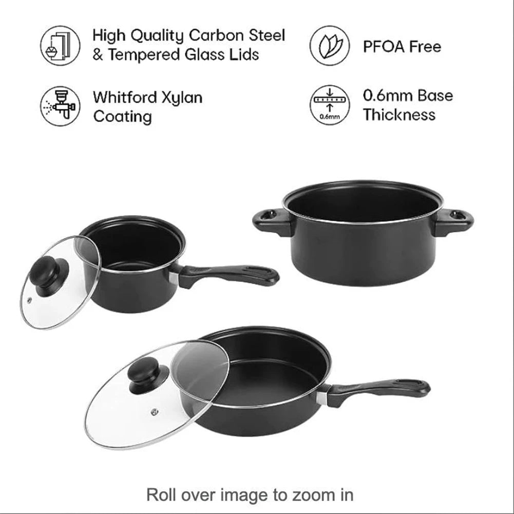 13pcs Non-Stick Cookware Set Deep Frying Pan with Lid Milk Pot Maifan Stone Frying Pan Kitchen Cooking Sets for All Types Cooker