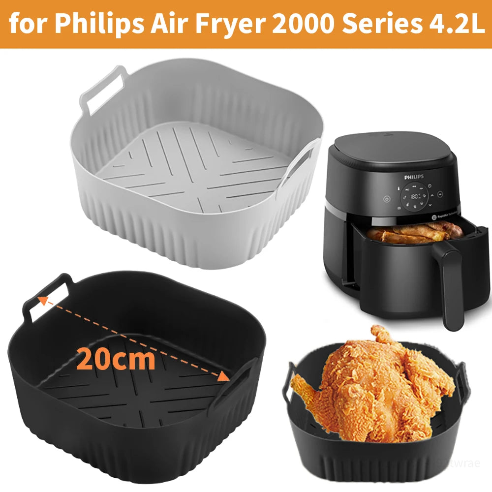 20cm Silicone Air Fryer Mold for Philips Air Fryer 2000 Series 4.2L NA229 Air Fryer Accessories Reusable Instead of Baking Paper