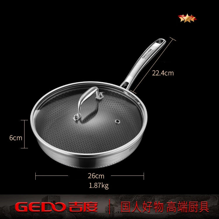 LFGB Certification 316L Stainless Steel Non-Stick Cooking Pan 99.9% Anti-bacterial Kitchen Pot with Never Blackened Bottom