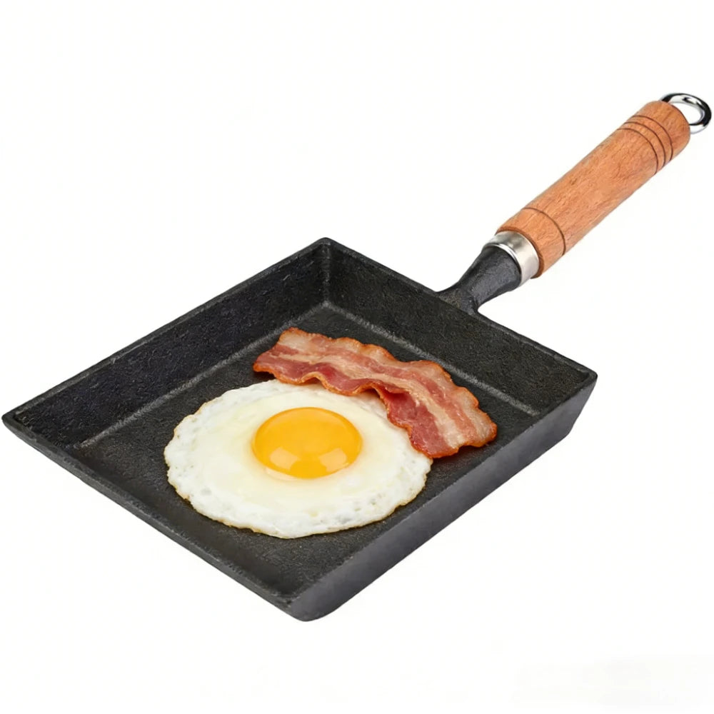 Cast Iron Tamagoyaki Pan Square Frying Pan Durable Reusable Egg Omelet Pan for Frying Eggs Pancakes Household Cooking Tools