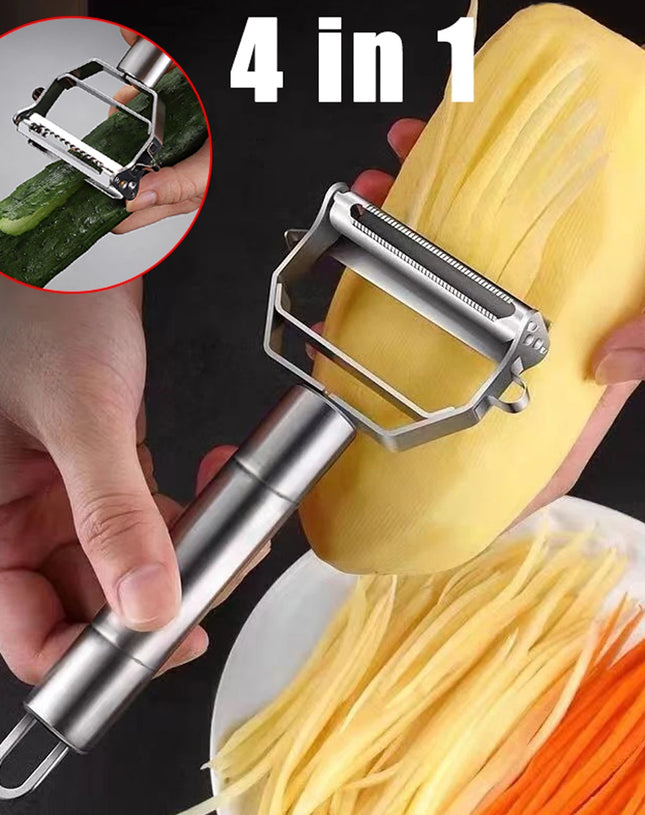 4in1 Peeler Multifunction Grater Julienne Peeler Vegetable Fruit Peeler Stainless Steel Shredder Kitchen Tool