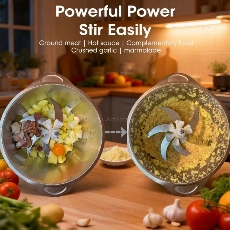 Electric Meat Grinder 5L Food Crusher Stainless Steel Multi-Function Vegetable Slicer Food Processor for Kitchen Cooking Mincer