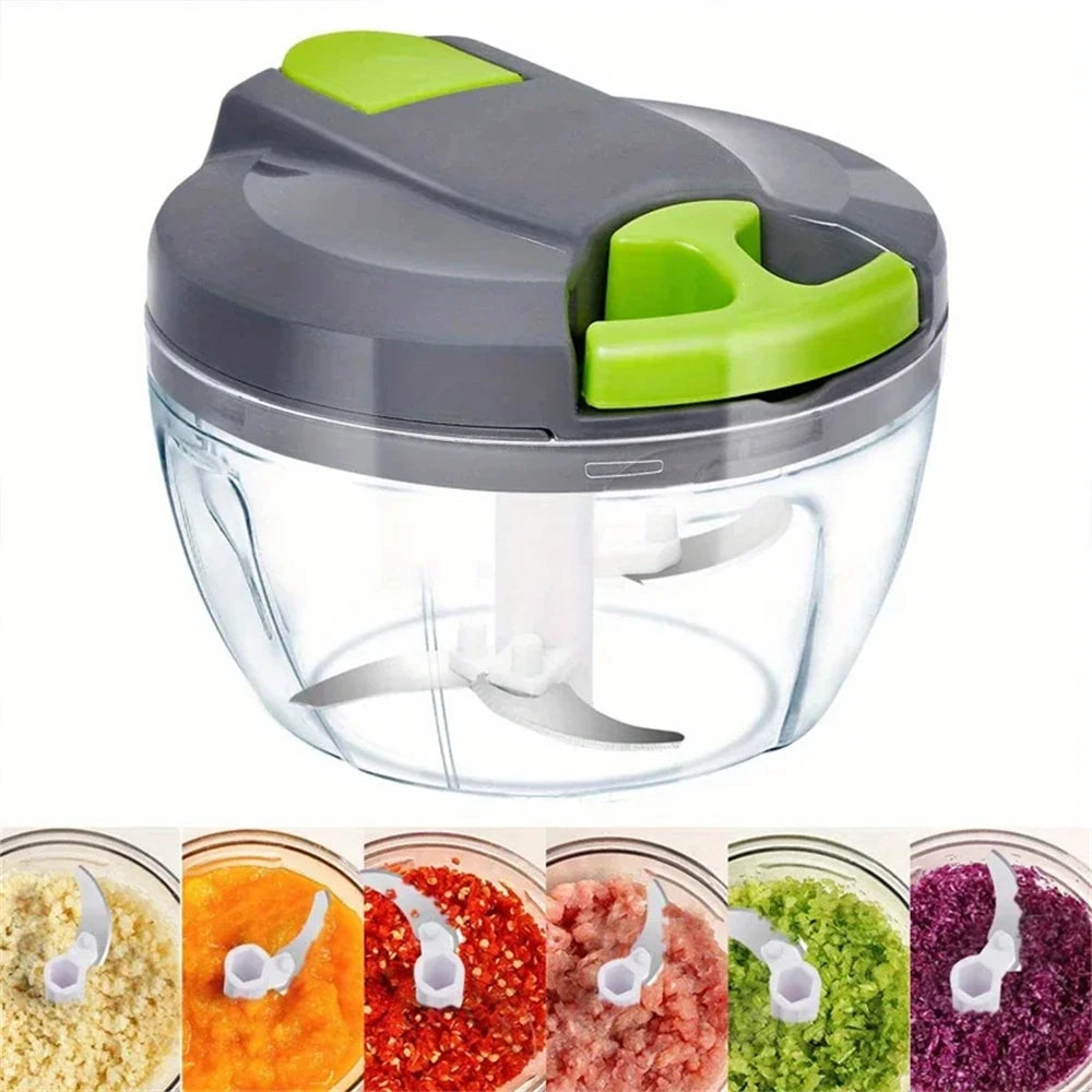 Manual Garlic Chopper Hand Pull String Vegetable Cutter Multifunctional Onions Mincer Ginger Fruits Nuts Kitchen Food Processor