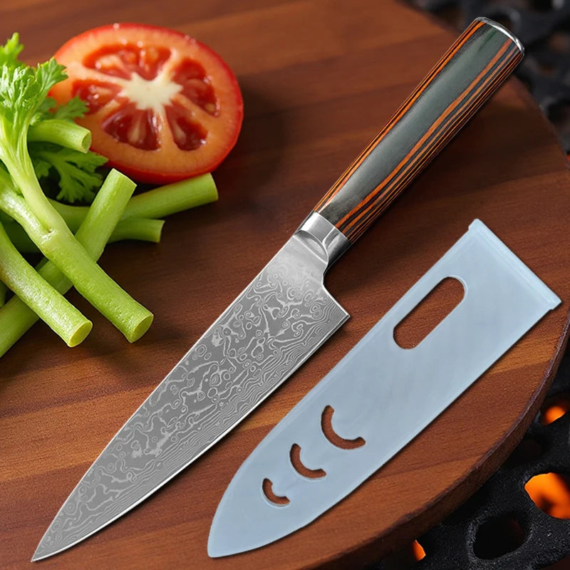 Damascus Steel Kitchen Knife Boning Steak BBQ Meat Cleaver Chef Utility Knife Paring  Kitchen Tools