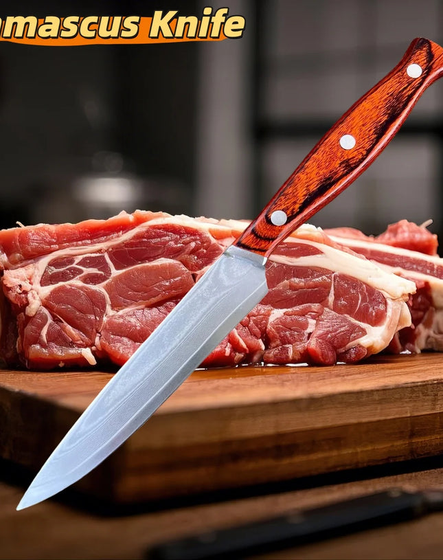 Damascus Steel All-purpose Knife  67-layer Steak Knife, VG10 Forged Blade Long-lasting Sharp Blade Fruit Knife  Daily Use Knife