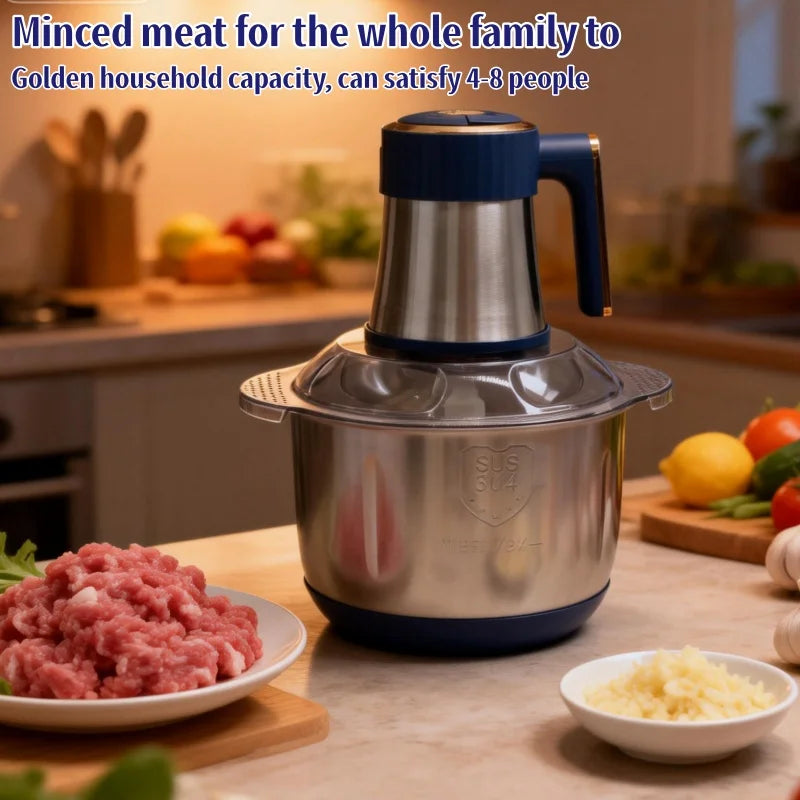 Electric Meat Grinder 5L Food Crusher Stainless Steel Multi-Function Vegetable Slicer Food Processor for Kitchen Cooking Mincer