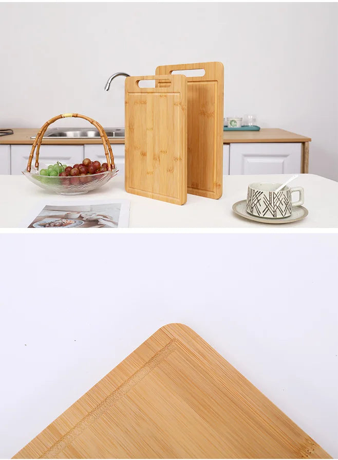 Double-Sided Bamboo Cutting Board - Natural Moso Bamboo Anti-Mold Kitchen Chopping Board with Vertical Stand