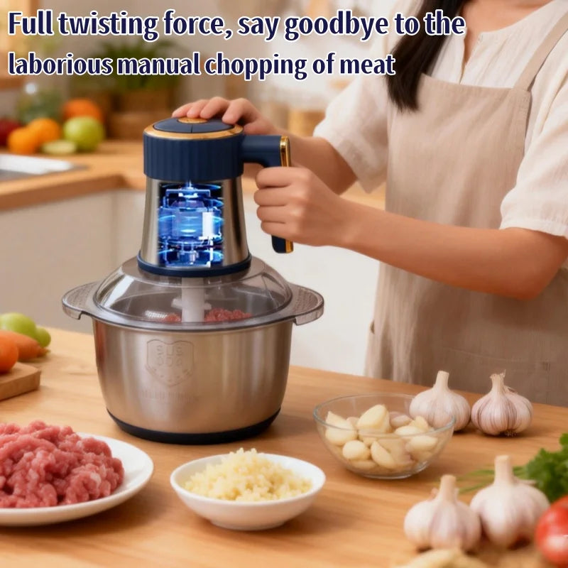 Electric Meat Grinder 5L Food Crusher Stainless Steel Multi-Function Vegetable Slicer Food Processor for Kitchen Cooking Mincer