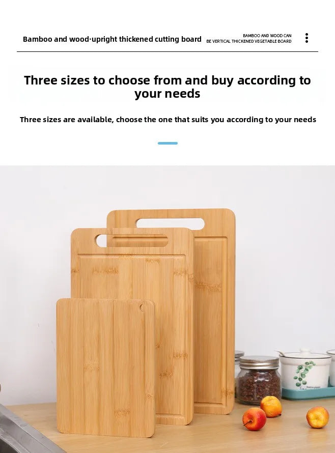 Double-Sided Bamboo Cutting Board - Natural Moso Bamboo Anti-Mold Kitchen Chopping Board with Vertical Stand