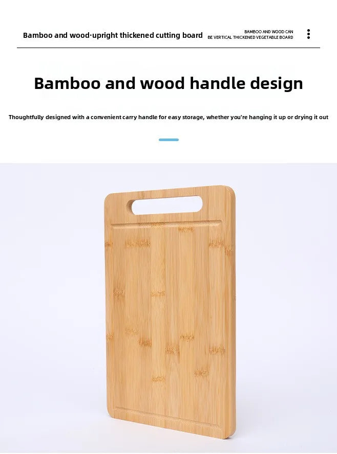 Double-Sided Bamboo Cutting Board - Natural Moso Bamboo Anti-Mold Kitchen Chopping Board with Vertical Stand
