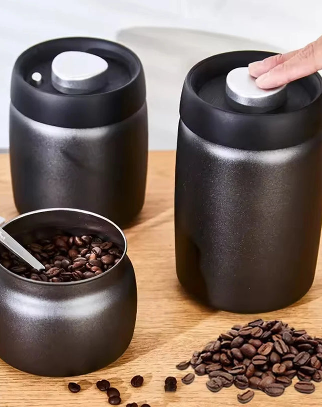 Coffee Beans Vacuum Sealed Jug 304 Stainless Steel Food Keep Fresh Storage Container Kitchen 1200ml Coffee Vacuum Canister