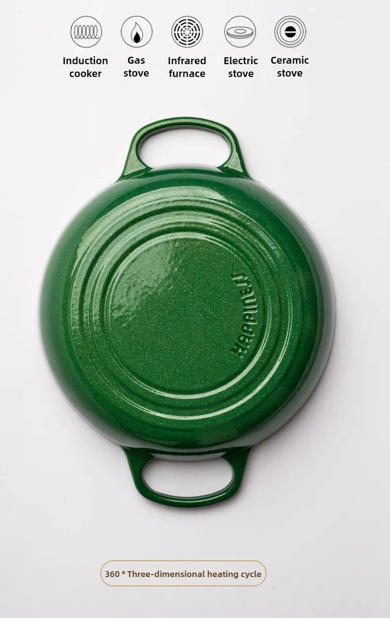5QT Enameled Cast Iron Dutch Oven Induction-Safe Nonstick Braising Stew Pot with Lid Multi-Use Soup Cooking Casserole