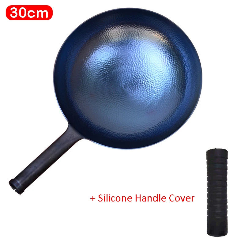 Chinese Iron Wok and Frying Pan Traditional Handmade Wok No Coating Non-stick Cookware For Gas Stove Thickened  Kitchen Woks