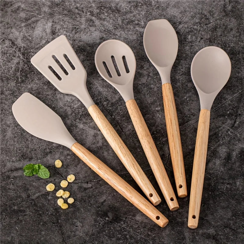 14pcs silicone utensil set with plastic holder