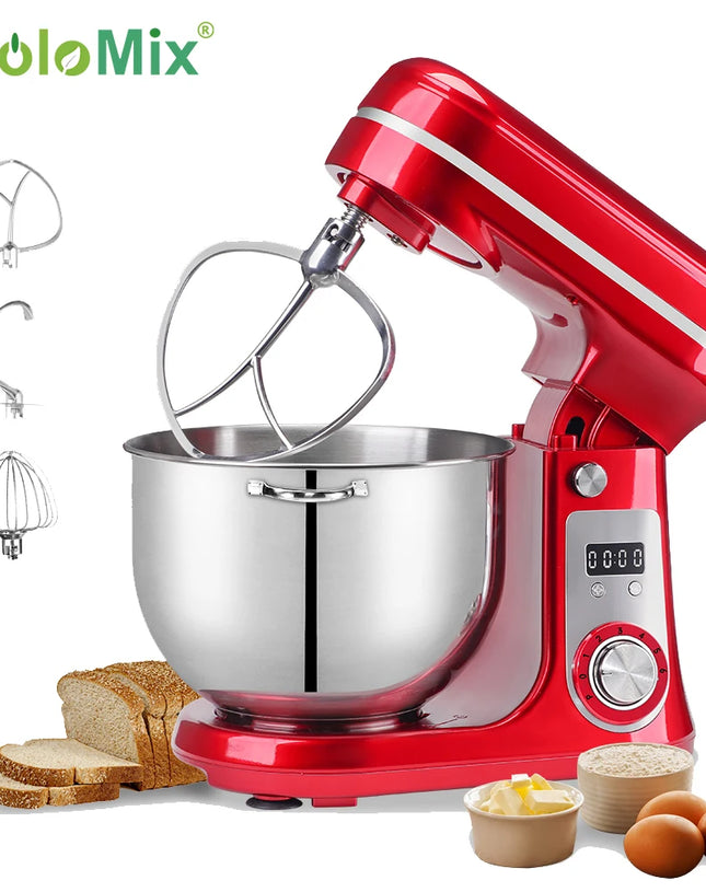 BioloMix Kitchen Food Stand Mixer, Blender, Quiet Motor, Cream Egg Whisk, Whip Dough Kneader, 6-Speed, 1200 W, 6 L, DC