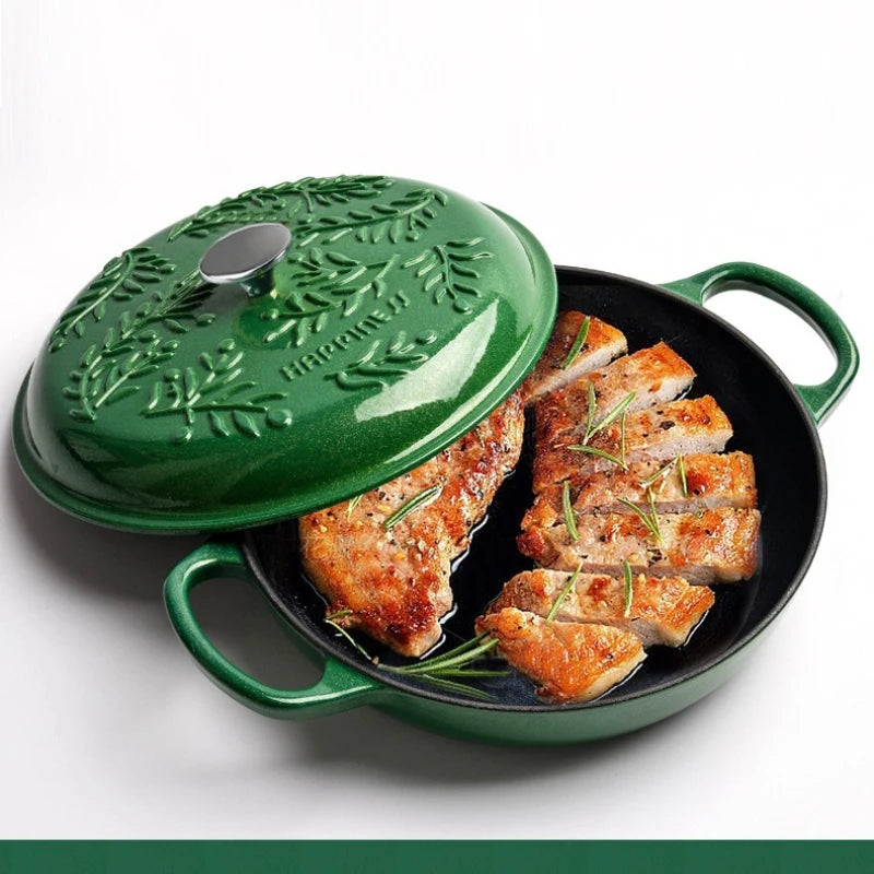 5QT Enameled Cast Iron Dutch Oven Induction-Safe Nonstick Braising Stew Pot with Lid Multi-Use Soup Cooking Casserole