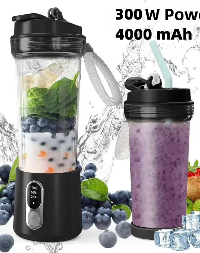 New 300W Powerful Juicer USB 4000mAh Battery Multi-use Juice Cup Grinder Outdoor Portable Fresh Fruit Blender Smoothie Juice Cup