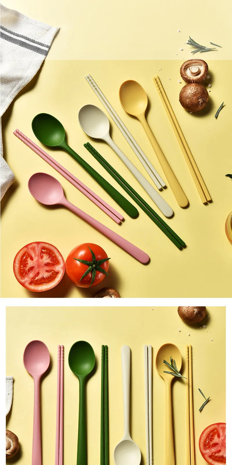 Korean 2/8Pcs Resuable Tableware Set High Quality Silicone Dinner Set Colorful Dinnerware Spoon Chopsticks Flatwaare Cutlery Set