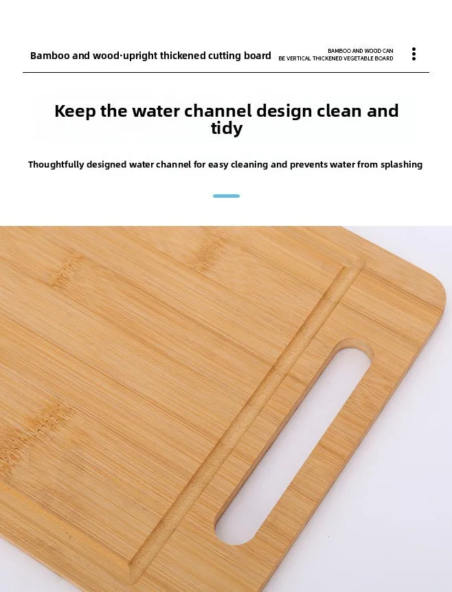 Double-Sided Bamboo Cutting Board - Natural Moso Bamboo Anti-Mold Kitchen Chopping Board with Vertical Stand