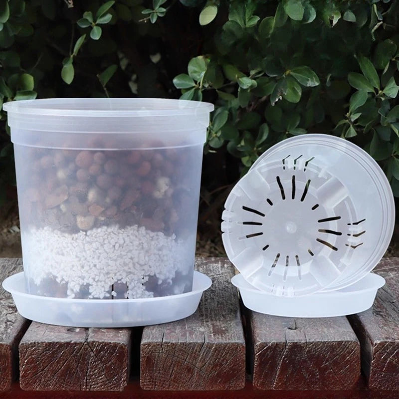 Transparent Plants Flowerpot Plastic Planters Nursery Pots Garden Seedling Planter Pots Root Control Planters Pot with Drainage