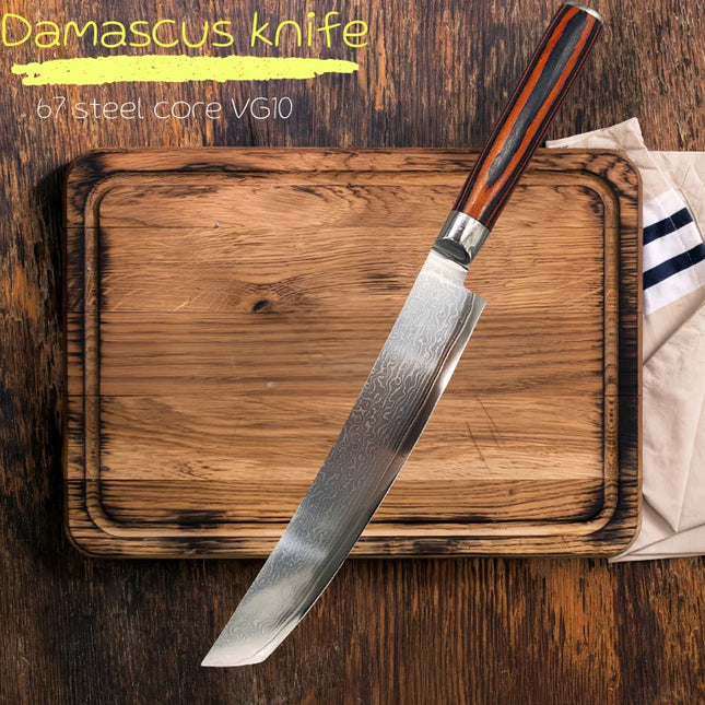 Damascus Steel Kitchen Cleaver Chef Knife Boning Slicing Knife Butcher Knife Meat Fish Sushi knife Professional Cooking Cutter