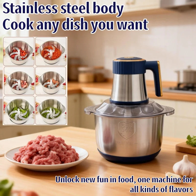 Electric Meat Grinder 5L Food Crusher Stainless Steel Multi-Function Vegetable Slicer Food Processor for Kitchen Cooking Mincer