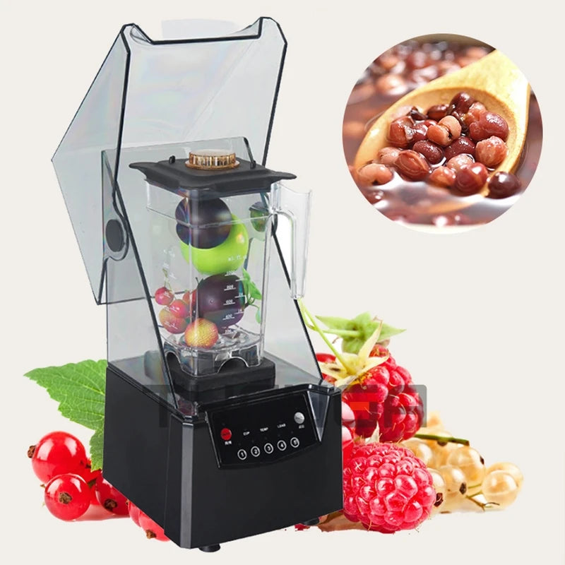 Commercial Blender With Sound Enclosure Large Capacity Ice Crushing Blending Machine Fruit Food Processor Smoothies Juicer