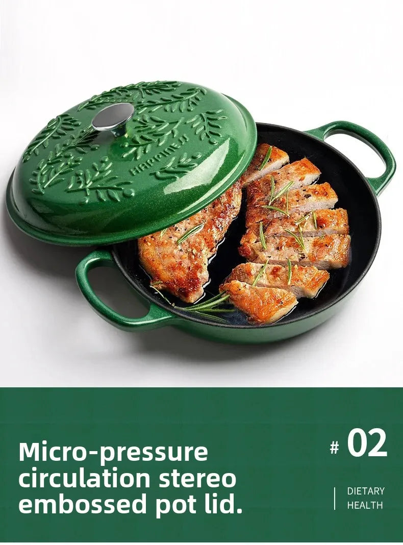5QT Enameled Cast Iron Dutch Oven Induction-Safe Nonstick Braising Stew Pot with Lid Multi-Use Soup Cooking Casserole