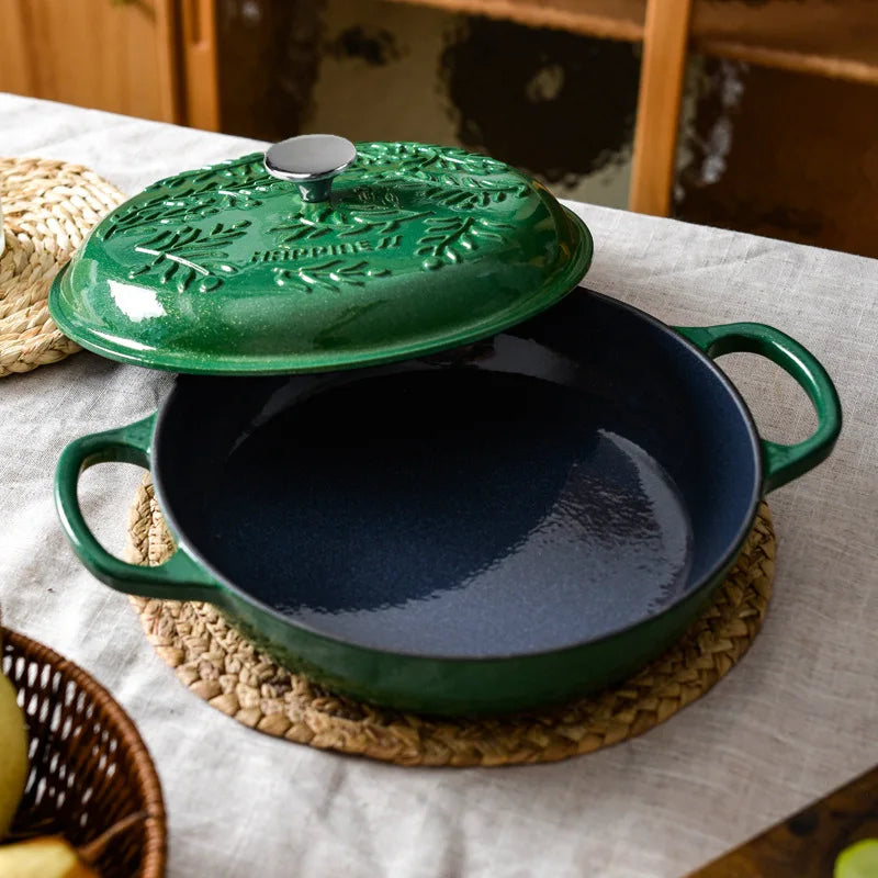 5QT Enameled Cast Iron Dutch Oven Induction-Safe Nonstick Braising Stew Pot with Lid Multi-Use Soup Cooking Casserole
