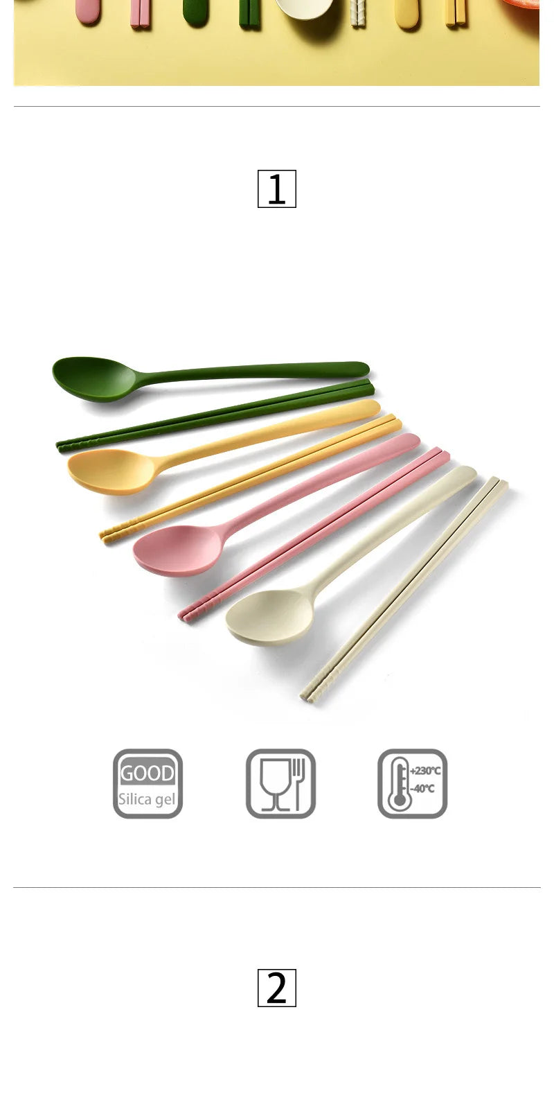 Korean 2/8Pcs Resuable Tableware Set High Quality Silicone Dinner Set Colorful Dinnerware Spoon Chopsticks Flatwaare Cutlery Set