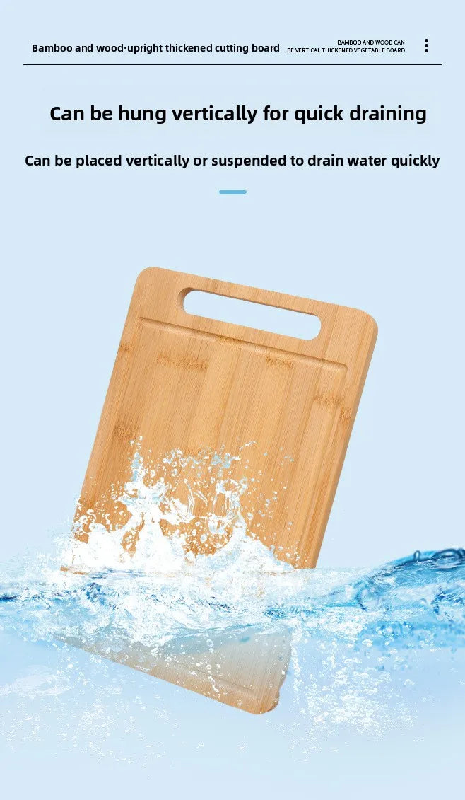 Double-Sided Bamboo Cutting Board - Natural Moso Bamboo Anti-Mold Kitchen Chopping Board with Vertical Stand