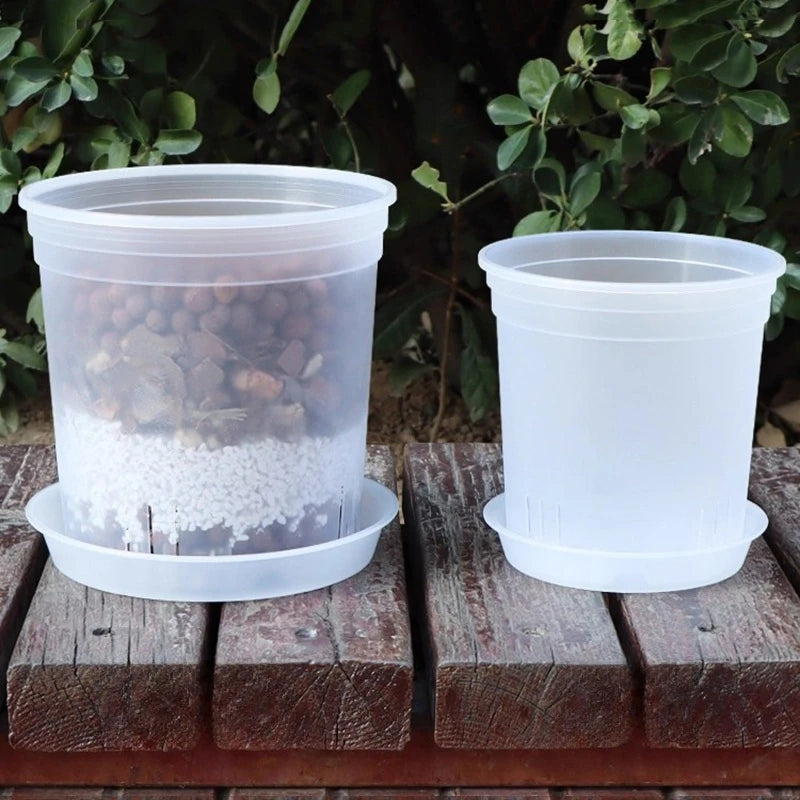 Transparent Plants Flowerpot Plastic Planters Nursery Pots Garden Seedling Planter Pots Root Control Planters Pot with Drainage